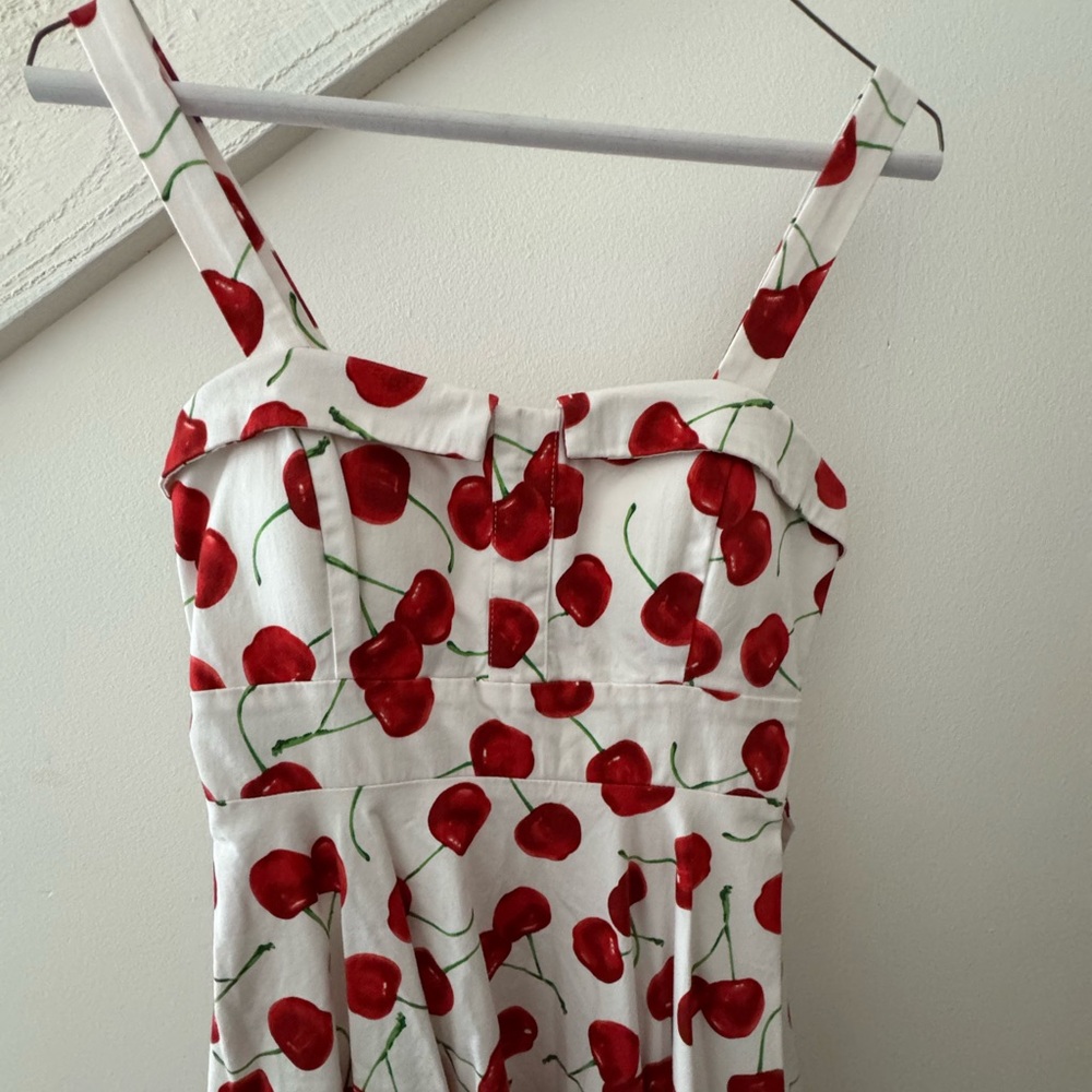 🍒Women’s Double Trouble Apparel Shes My Cherry Bomb White Pin Up Style Dress 🍒 - Picture 5 of 6
